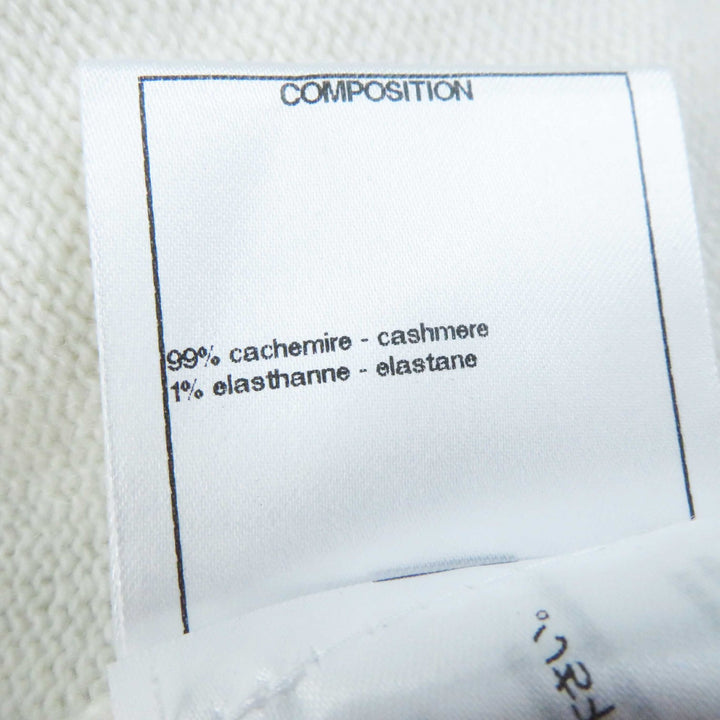 極美品◎CHANEL シャネル P73102 カシミヤ 装飾ココマークボタン付き 長袖 ニット カーディガン ホワイト 34 日本製 レディース