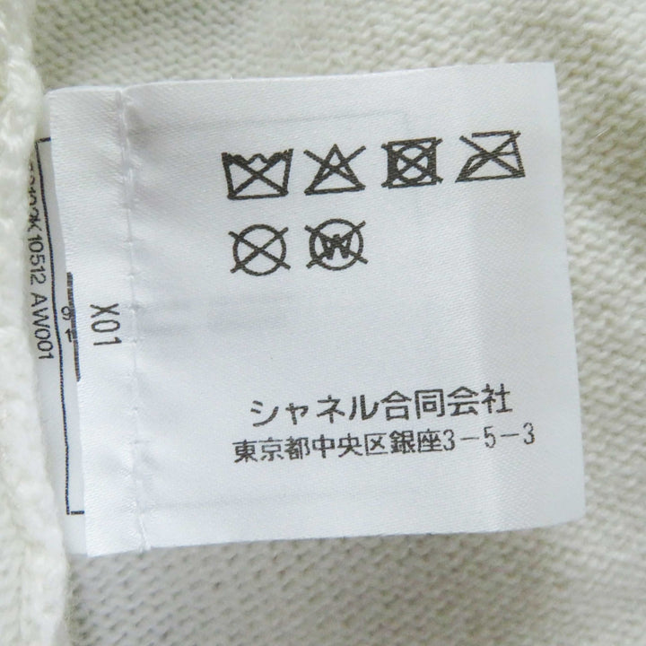 極美品◎CHANEL シャネル P73102 カシミヤ 装飾ココマークボタン付き 長袖 ニット カーディガン ホワイト 34 日本製 レディース