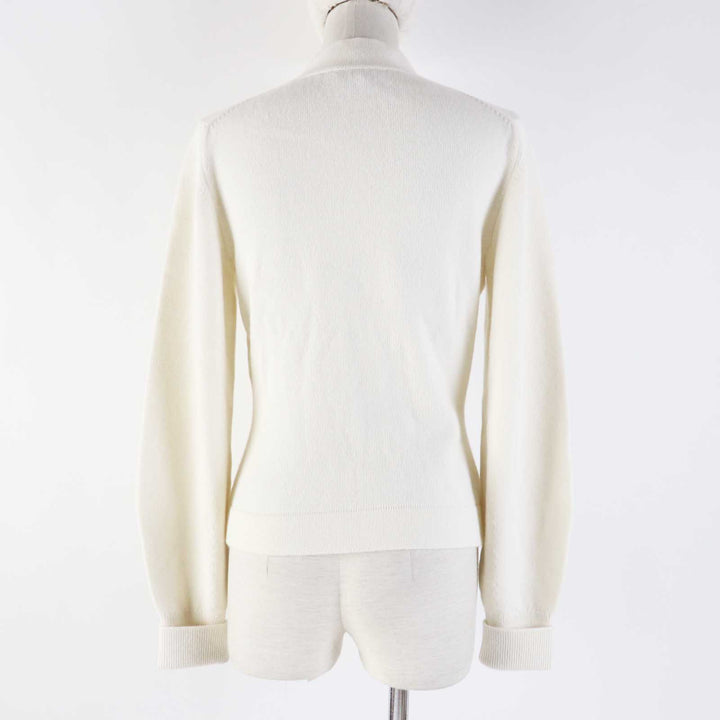 極美品◎CHANEL シャネル P73102 カシミヤ 装飾ココマークボタン付き 長袖 ニット カーディガン ホワイト 34 日本製 レディース