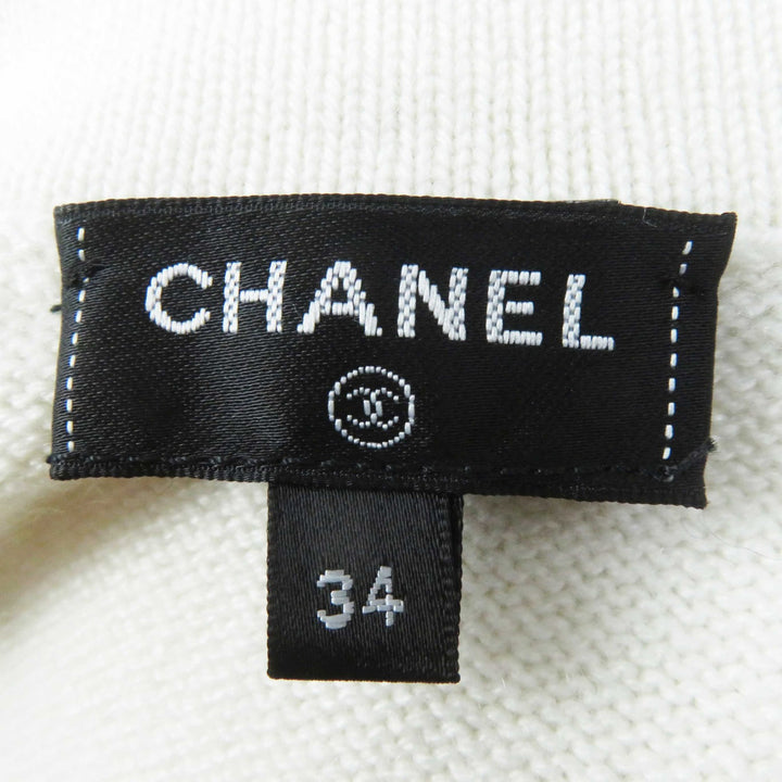 極美品◎CHANEL シャネル P73102 カシミヤ 装飾ココマークボタン付き 長袖 ニット カーディガン ホワイト 34 日本製 レディース
