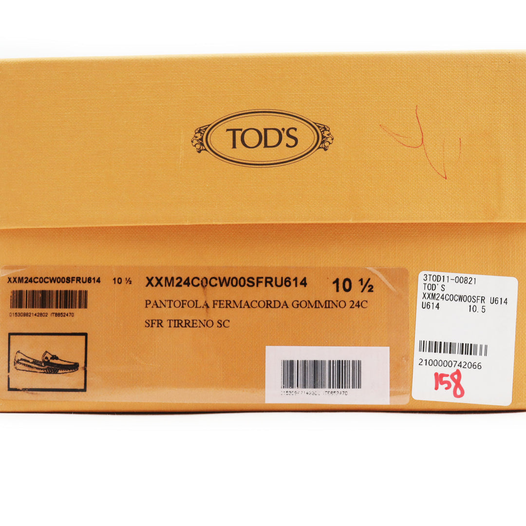 未使用品●TOD’S トッズ XXM24C0CW00SFR PANTOFOLA FERMACORDA GOMMINO 24C ロゴ入り レザー ドライビングシューズ 10.5 メンズ