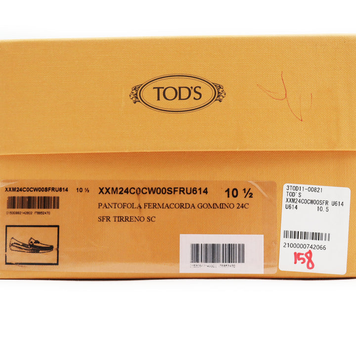 未使用品●TOD’S トッズ XXM24C0CW00SFR PANTOFOLA FERMACORDA GOMMINO 24C ロゴ入り レザー ドライビングシューズ 10.5 メンズ