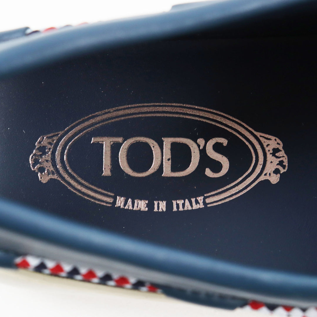 未使用品●TOD’S トッズ XXM24C0CW00SFR PANTOFOLA FERMACORDA GOMMINO 24C ロゴ入り レザー ドライビングシューズ 10.5 メンズ