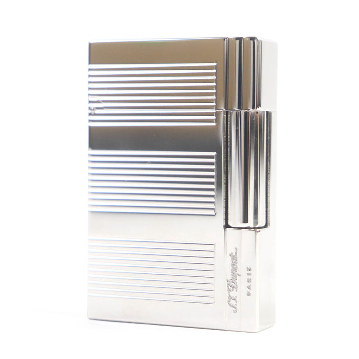 外装極美品□Dupont デュポン ギャッツビー ストライプ スクエア型 ローラー式 喫煙具 ガスライター シルバー フランス製 メンズ 着火不可