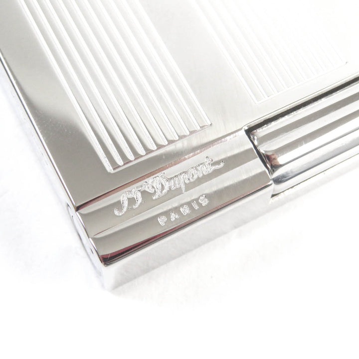 外装極美品□Dupont デュポン ギャッツビー ストライプ スクエア型 ローラー式 喫煙具 ガスライター シルバー フランス製 メンズ 着火不可