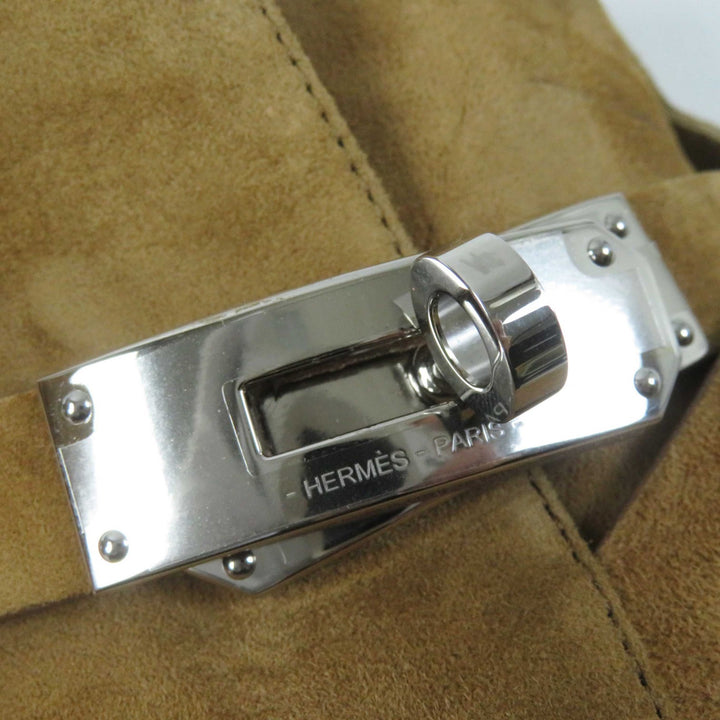 未使用品◎エルメス フレンチー 50 シルバー金具 ケリー金具 ヴォーヴェロア ショートブーツ ブラウンベージュ 35.5 箱・袋付 定320100円