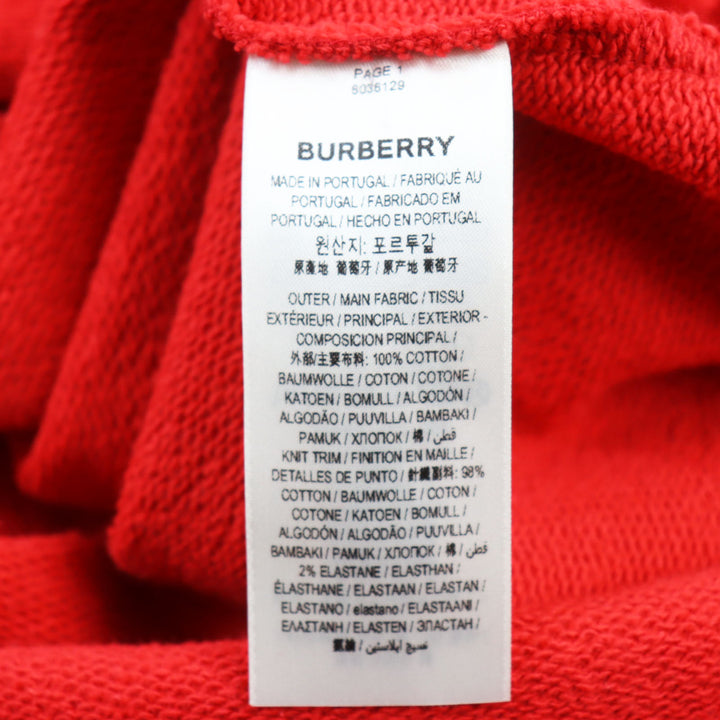 未使用品●BURBERRY バーバリー 21SS 8038129 LOVEプリント オーバーサイズ プルオーバー フーディー パーカー レッド S 正規品 メンズ