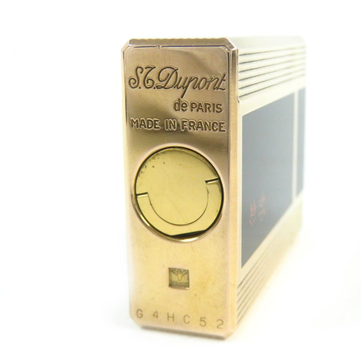 外装美品△Dupont デュポン ラッカー ショート スクエア ローラー式 ガスライター 喫煙グッズ ブラック ピンクゴールド メンズ 着火不可