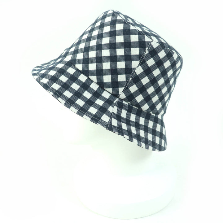 極美品☆Christian Dior クリスチャンディオール 22SS 22VIC923I130 チェック オブリーク バケットハット ネイビー 56 正規品 レディース