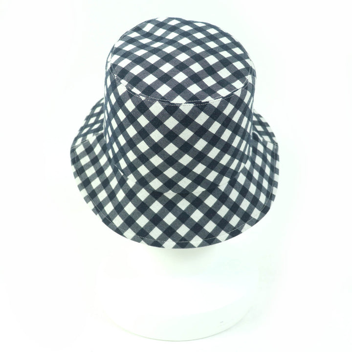 極美品☆Christian Dior クリスチャンディオール 22SS 22VIC923I130 チェック オブリーク バケットハット ネイビー 56 正規品 レディース