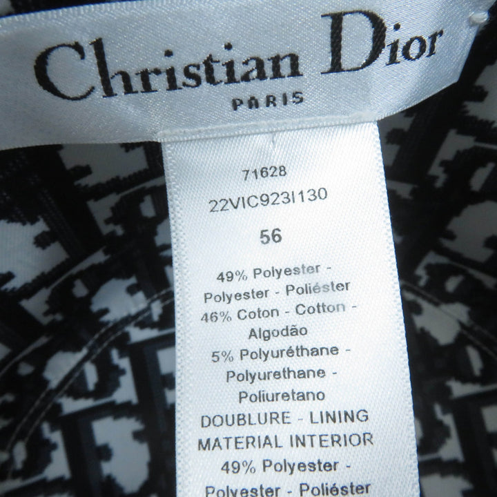 極美品☆Christian Dior クリスチャンディオール 22SS 22VIC923I130 チェック オブリーク バケットハット ネイビー 56 正規品 レディース