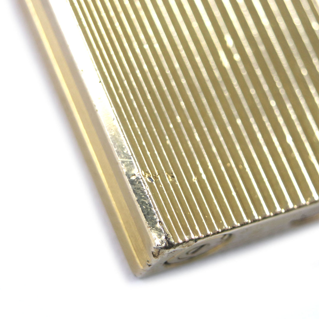 良品▼Dupont デュポン ラインD スクエア ストライプ ローラー式 ガス ライター ゴールド フランス製 メンズ 着火確認済み