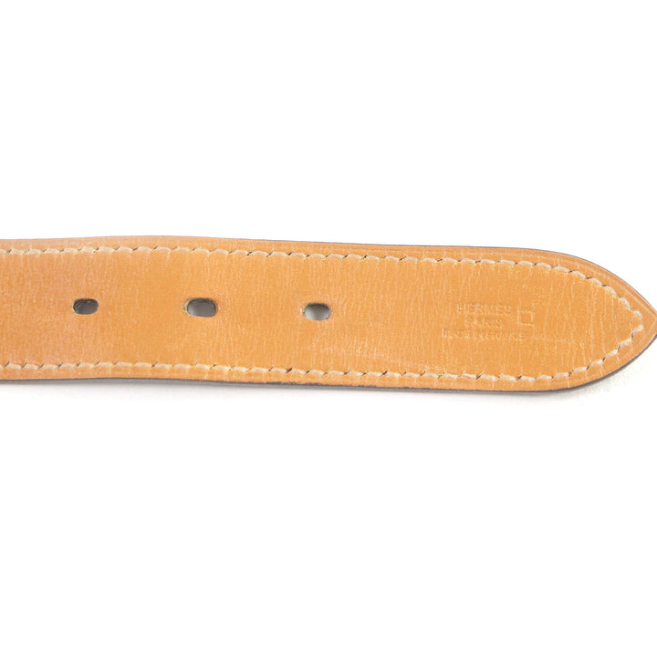 良品□HERMES エルメス ゴルチエ期 リヴィエール アリゲーター レザー ブレスレット ブルー系 □K刻印 箱付き フランス製 メンズ
