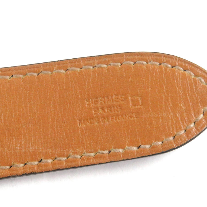 良品□HERMES エルメス ゴルチエ期 リヴィエール アリゲーター レザー ブレスレット ブルー系 □K刻印 箱付き フランス製 メンズ