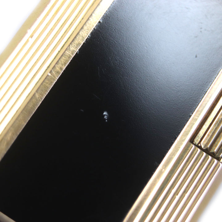 良品▼Dupont デュポン ライン1 ロング スクエア ラッカー ローラー式 ガスライター ゴールド ブラック フランス製 メンズ 着火確認済み