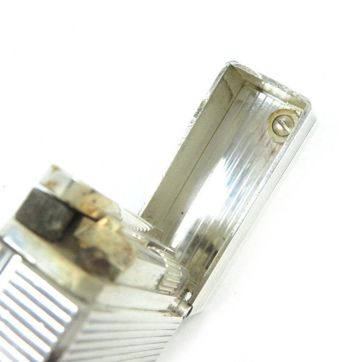 良品△Dupont デュポン ライン1 ショート 希少 ボーダー スクエア ローラー式 ガスライター 喫煙グッズ シルバー メンズ 着火確認済み