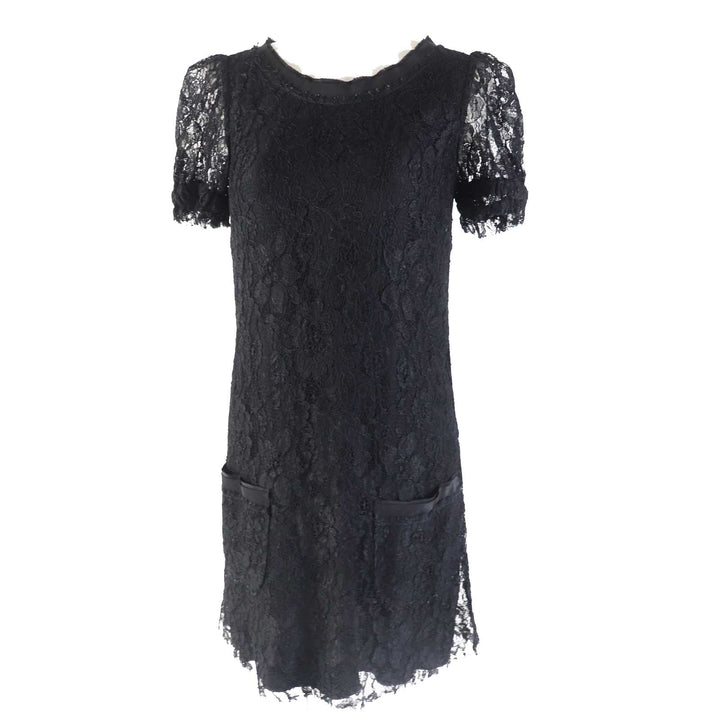 美品◎DOLCE&amp;GABBANA ドルチェ＆ガッバーナ F6X77T／FLMP9-E シルク混 総レース 半袖 ワンピース／ドレス ブラック 36 イタリア製 正規品