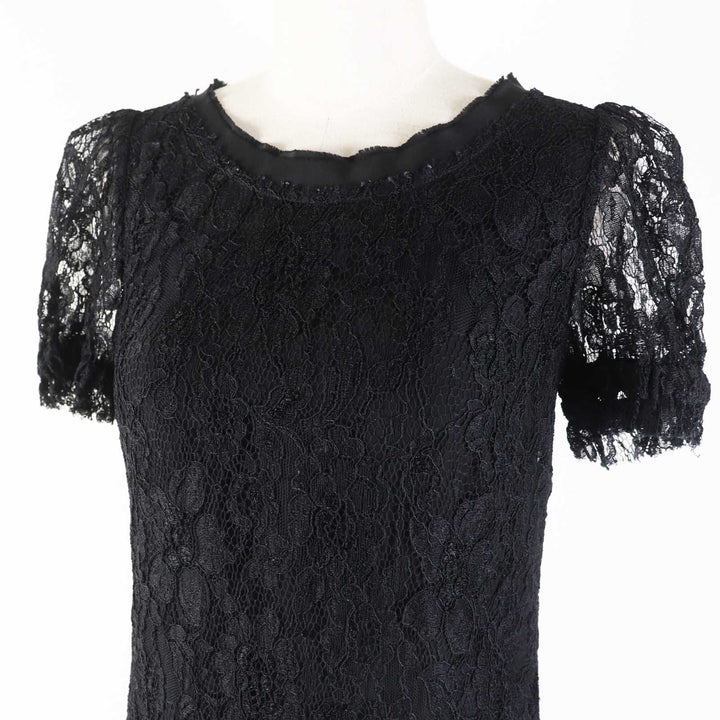 美品◎DOLCE&amp;GABBANA ドルチェ＆ガッバーナ F6X77T／FLMP9-E シルク混 総レース 半袖 ワンピース／ドレス ブラック 36 イタリア製 正規品