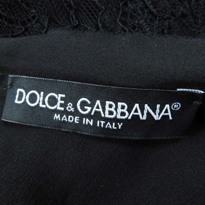 美品◎DOLCE&amp;GABBANA ドルチェ＆ガッバーナ F6X77T／FLMP9-E シルク混 総レース 半袖 ワンピース／ドレス ブラック 36 イタリア製 正規品