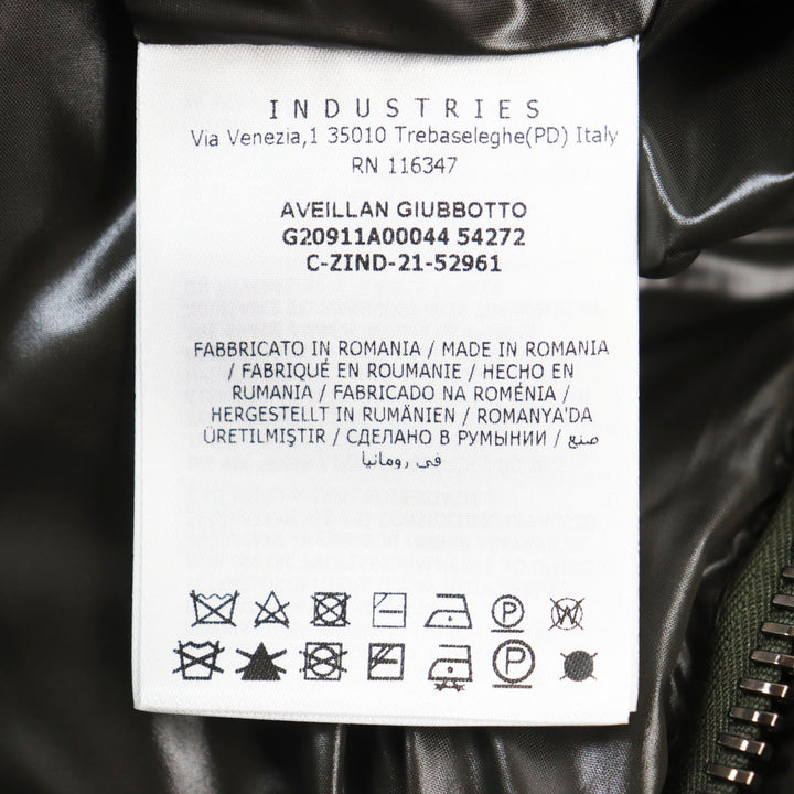 美品●MONCLER モンクレール 2021年製 1A00044 AVEILLAN ロゴワッペン付き 2WAY ダウンジャケット カーキ 2 正規品 メンズ 定価238700円