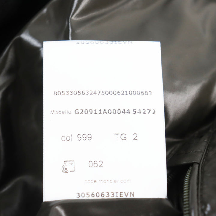 美品●MONCLER モンクレール 2021年製 1A00044 AVEILLAN ロゴワッペン付き 2WAY ダウンジャケット カーキ 2 正規品 メンズ 定価238700円