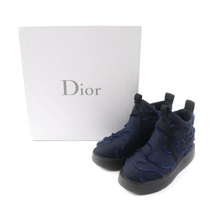 極美品★Christian Dior クリスチャンディオール KCI593CNFS56B NOMAD-D フリンジ カモフラージュ柄 ロゴ入り ショートブーツ 紺 35 箱付