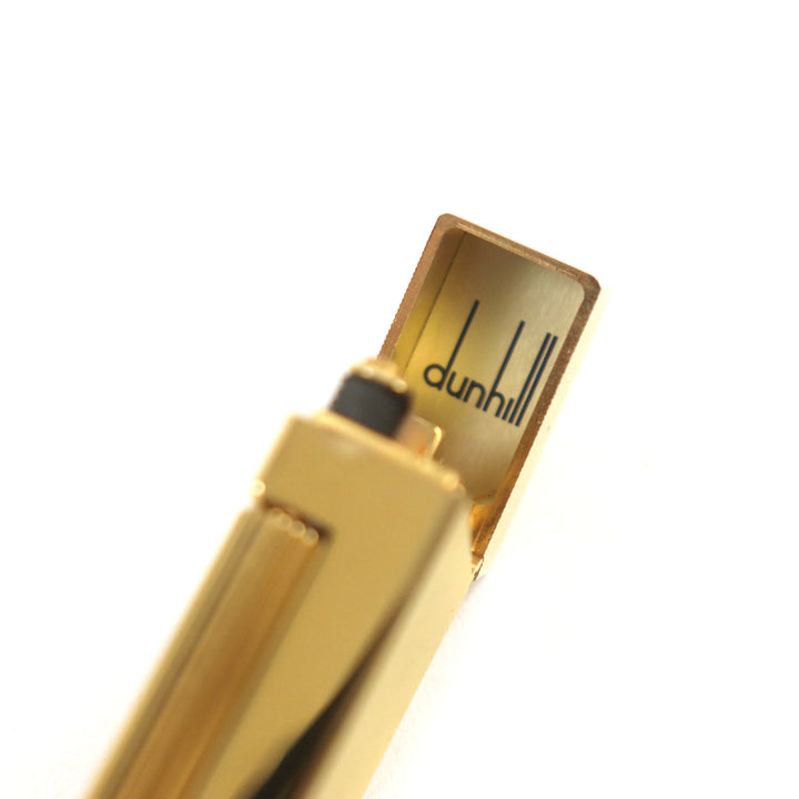 極美品▼Dunhill ダンヒル 現行品 新型 スクエア 総柄 ロゴ刻印入り ローラー式 ガスライター ゴールド 着火確認済み 定価194700円