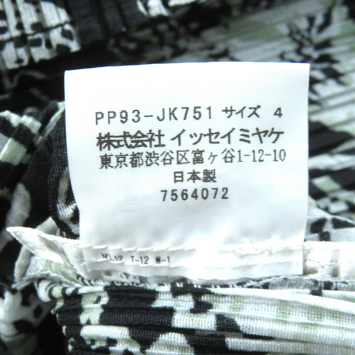 極美品△PLEATS PLEASE プリーツプリーズ イッセイミヤケ PP93-JK751 総柄 クルーネック 半袖 カットソー 4 黒 白 正規品 レディース