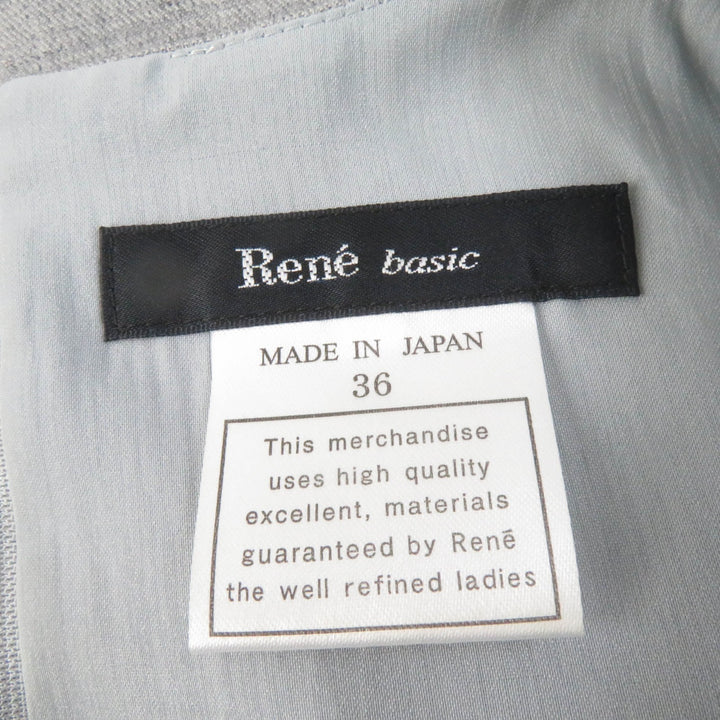 極美品☆Rene ルネ 5726010 デザイン ノースリーブ 膝丈 ドレス ワンピース グレー 36 日本製 正規品 レディース