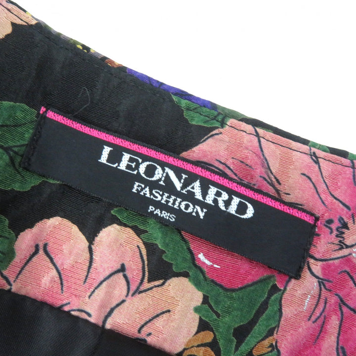 極美△LEONARD FASHION レオナール ファッション シルク ウール ペイズリー 花柄 ノーカラージャケット タイトスカート セットアップ 9AR