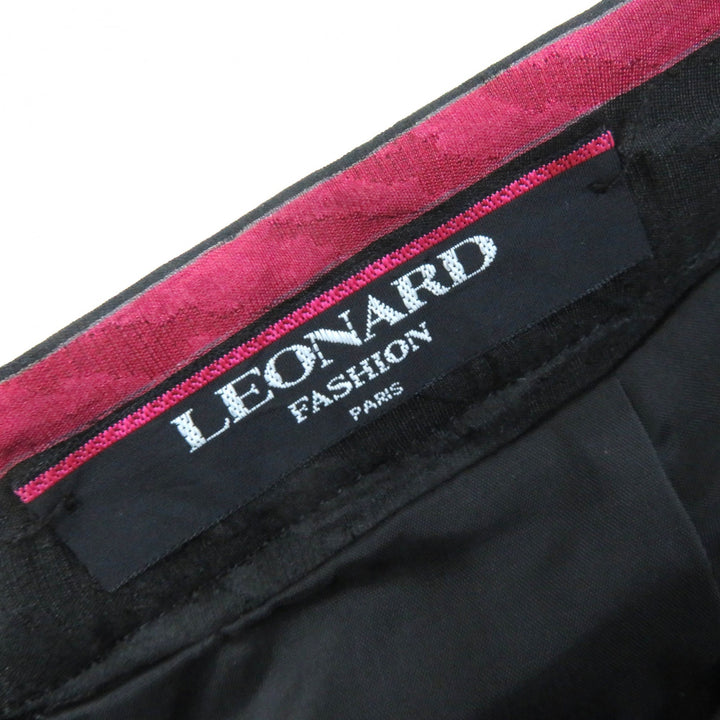 極美△LEONARD FASHION レオナール ファッション シルク ウール ペイズリー 花柄 ノーカラージャケット タイトスカート セットアップ 9AR