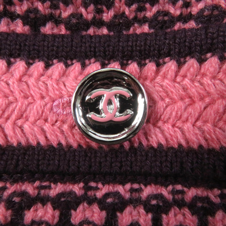 未使用品★CHANEL シャネル P75435K10790 カシミヤ100％ ココマークボタン付 ノースリーブ 膝丈 ニット ワンピース 36 正規品 レディース