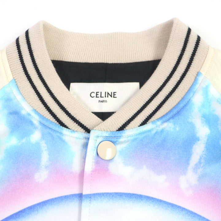 極美品▼CELINE セリーヌ 2V28H353Q Teddy Jacket With Satin Artist Print テディスーベニアジャケット スタジャン 50 正規品 メンズ