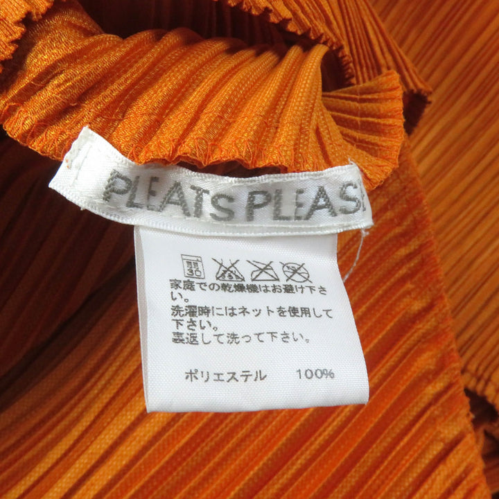 美品★PLEATS PLEASE プリーツプリーズ イッセイミヤケ PP81-JH403 半袖 膝丈 フレア ワンピース オレンジ 3 日本製 正規品 レディース