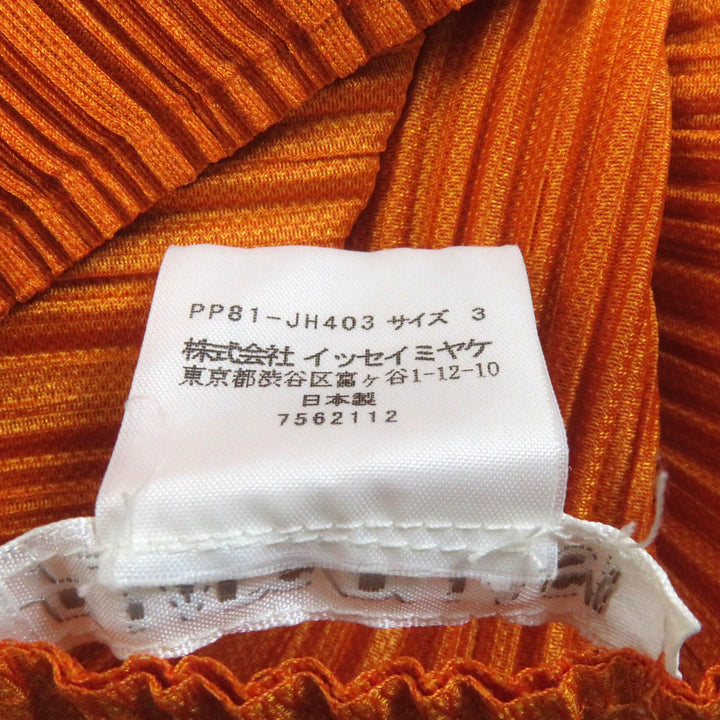美品★PLEATS PLEASE プリーツプリーズ イッセイミヤケ PP81-JH403 半袖 膝丈 フレア ワンピース オレンジ 3 日本製 正規品 レディース