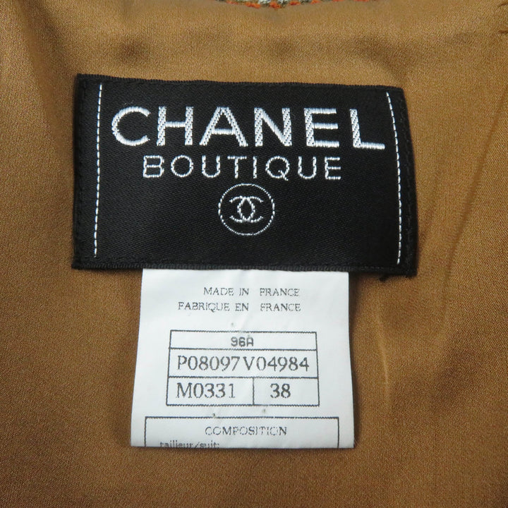 極美品★CHANEL シャネル ヴィンテージ P08097 96A ココマークボタン付 ジャケット＋スカート スーツ セットアップ ブラウン系 38 正規品
