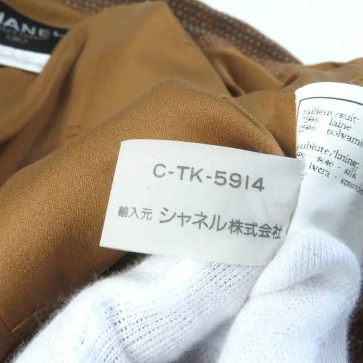 極美品★CHANEL シャネル ヴィンテージ P08097 96A ココマークボタン付 ジャケット＋スカート スーツ セットアップ ブラウン系 38 正規品