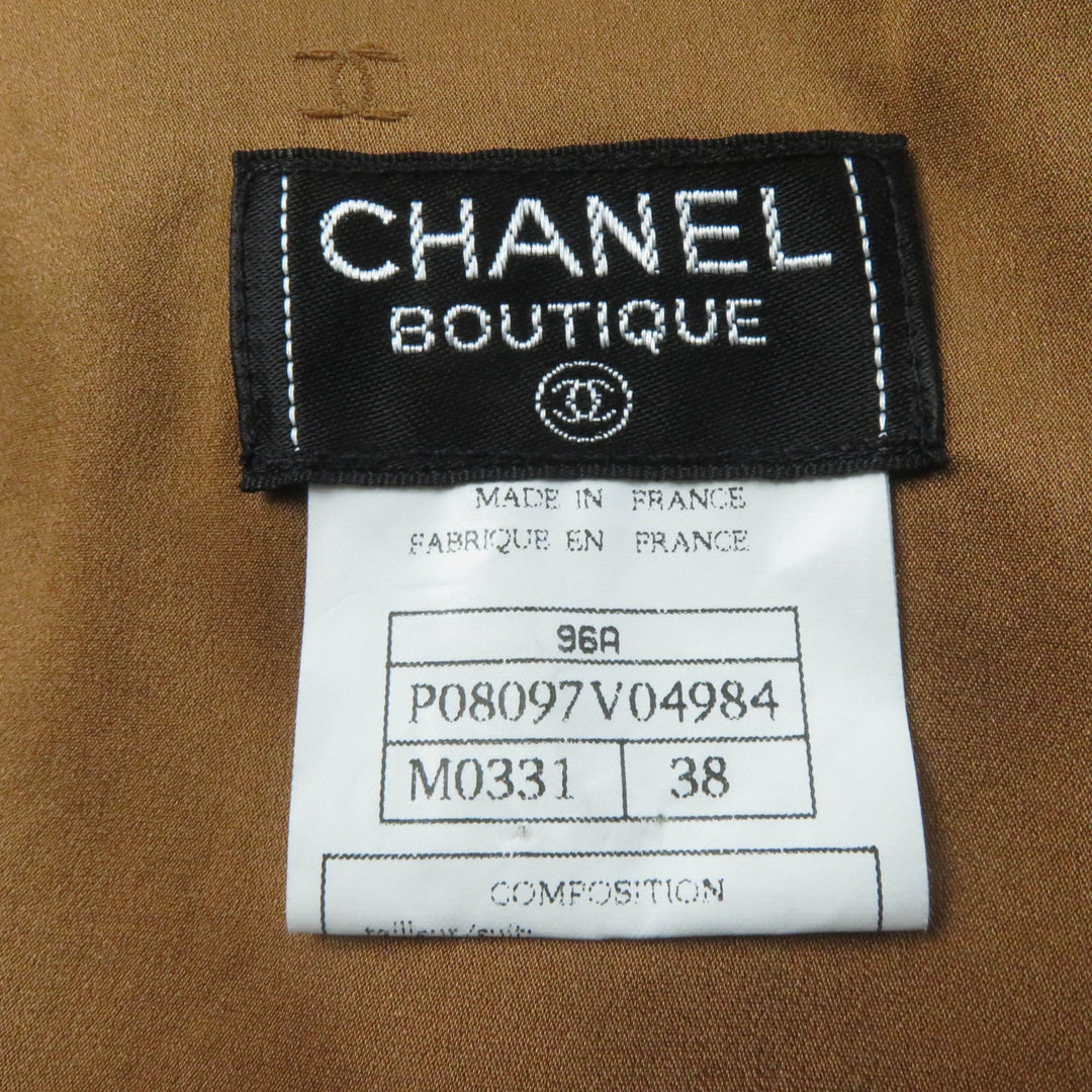極美品★CHANEL シャネル ヴィンテージ P08097 96A ココマークボタン付 ジャケット＋スカート スーツ セットアップ ブラウン系 38 正規品
