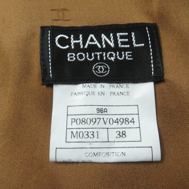 極美品★CHANEL シャネル ヴィンテージ P08097 96A ココマークボタン付 ジャケット＋スカート スーツ セットアップ ブラウン系 38 正規品