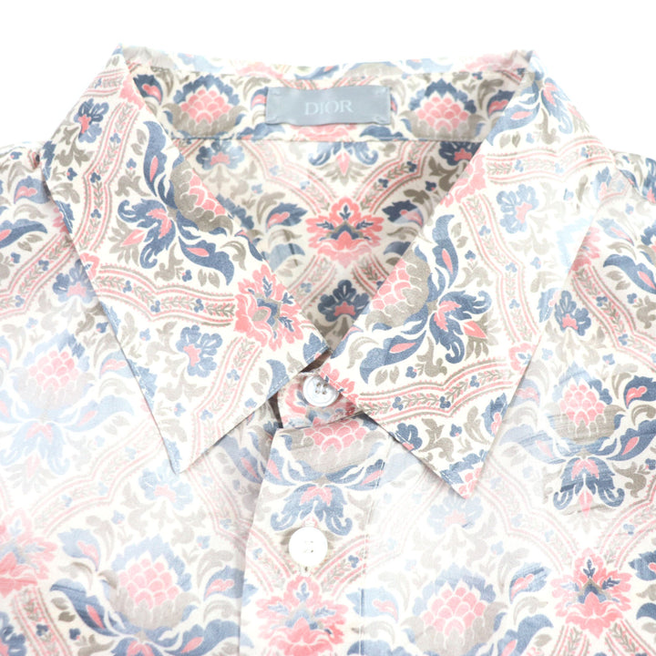 極美品▼DIOR ディオール オム 21SS 183C511A5135 アモアコ・ボアフォ シルク 総柄 ロングスリーブ 長袖シャツ ピンク 43 正規品 メンズ