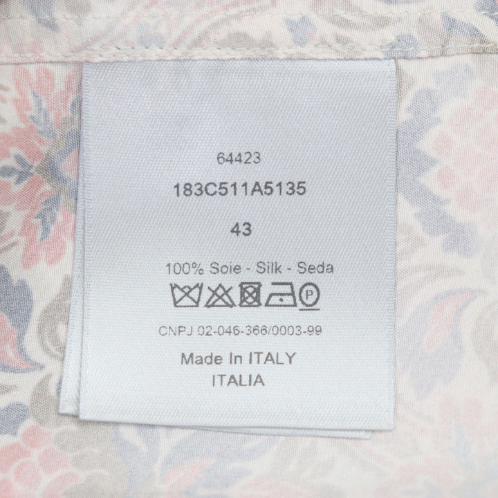 極美品▼DIOR ディオール オム 21SS 183C511A5135 アモアコ・ボアフォ シルク 総柄 ロングスリーブ 長袖シャツ ピンク 43 正規品 メンズ