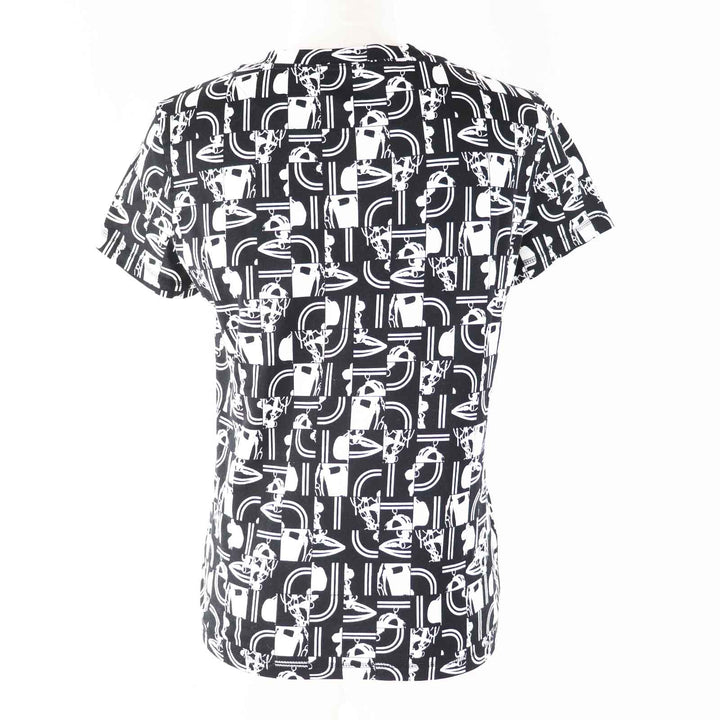 美品◎HERMES エルメス 21SS BRIDES de GALA en Desordre 式典用馬勒 コットン100％ 半袖Ｔシャツ ブラック ホワイト 34 仏製 正規品