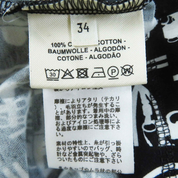 美品◎HERMES エルメス 21SS BRIDES de GALA en Desordre 式典用馬勒 コットン100％ 半袖Ｔシャツ ブラック ホワイト 34 仏製 正規品
