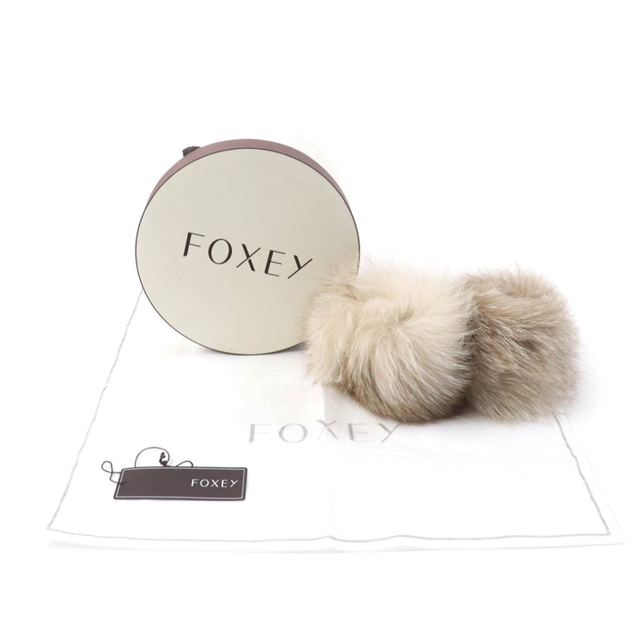極美品★FOXEY フォクシー 37753 FOXファー カフス アームウォーマー アクセサリー ベージュ F 保存袋付き 日本製 正規品 レディース