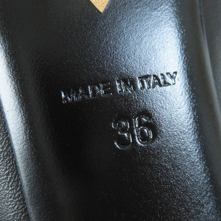 美品◎CHANEL シャネル G35025 ココマーク付き ラウンドトゥ レザー パンプス ブラック ゴールド金具 36 箱付き イタリア製 レディース