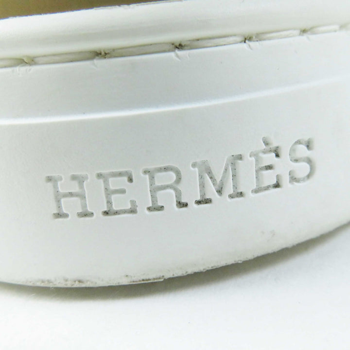 極美品◎HERMES エルメス 222189Z DEEP ディープ コーデュロイ スウェードレザー スニーカー ベージュ ホワイト 38.5 伊製 レディース