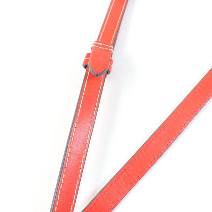 美品☆ANYA HINDMARCH アニヤ ハインドマーチ RETURN TO NATURE ロゴ刻印 レザーショルダーバッグ クロスボディ 朱色 定価110000円