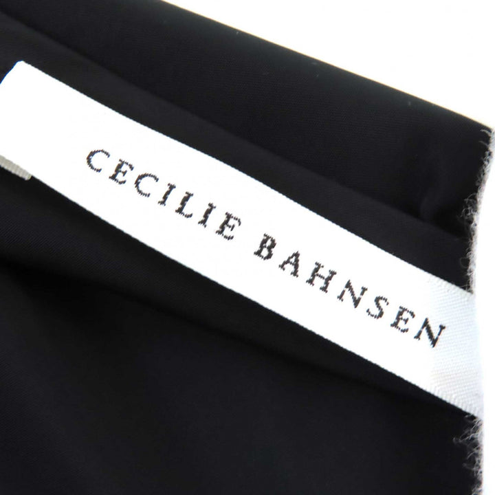 極美品△CECILIE BAHNSEN セシリーバンセン ESS-0005 クロスデザイン 長袖 ボリューム ワンピース チュニック ブラック XS レディース