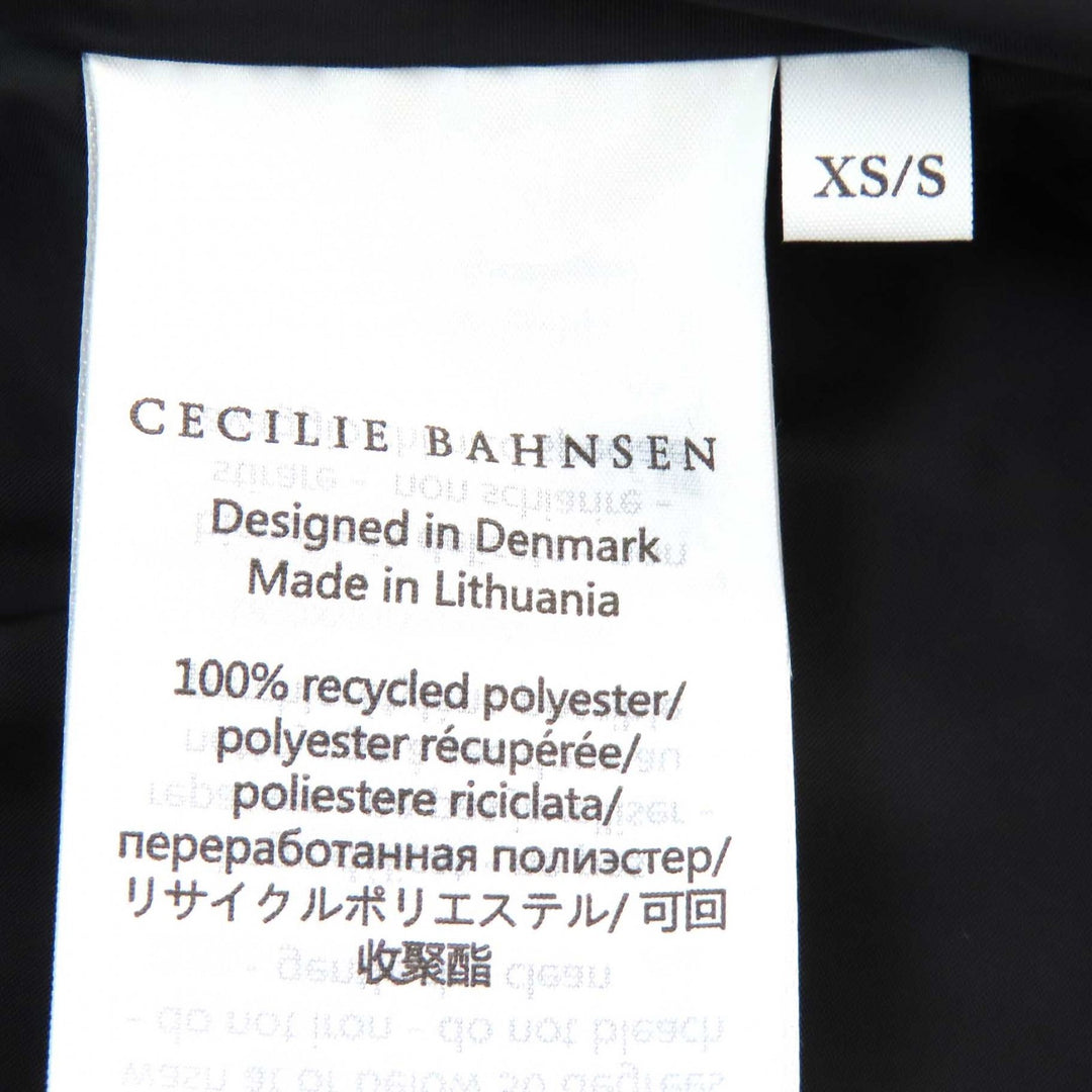 極美品△CECILIE BAHNSEN セシリーバンセン ESS-0005 クロスデザイン 長袖 ボリューム ワンピース チュニック ブラック XS レディース