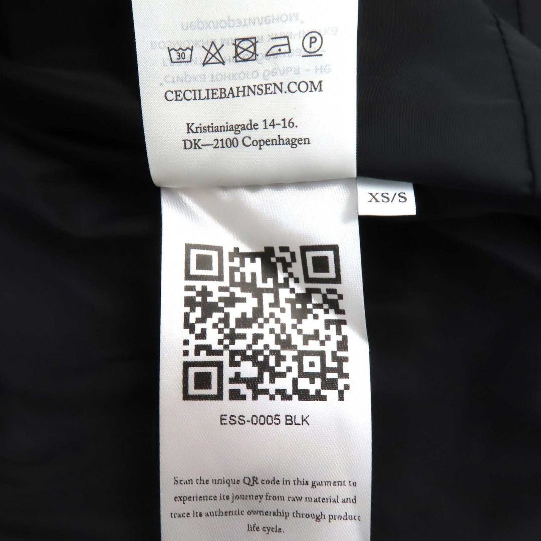 極美品△CECILIE BAHNSEN セシリーバンセン ESS-0005 クロスデザイン 長袖 ボリューム ワンピース チュニック ブラック XS レディース